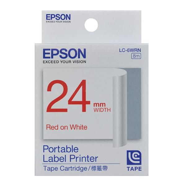 EPSON LK-6WRN C53S627002標籤帶(一般24mm)白紅